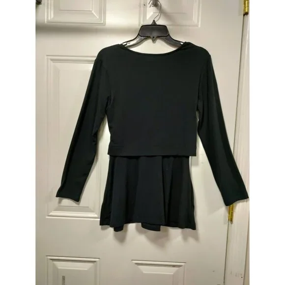 Betabrand Womens Stretch Surplice Neck Long Sleeve Peplum Blouse Black Small - Picture 5 of 9
